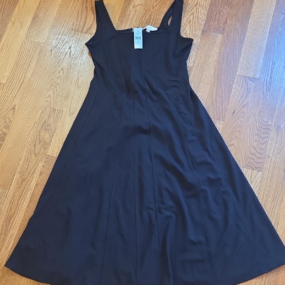 Loft 10 Petite Elegant Black Sleeveless Dress Zips Up Back